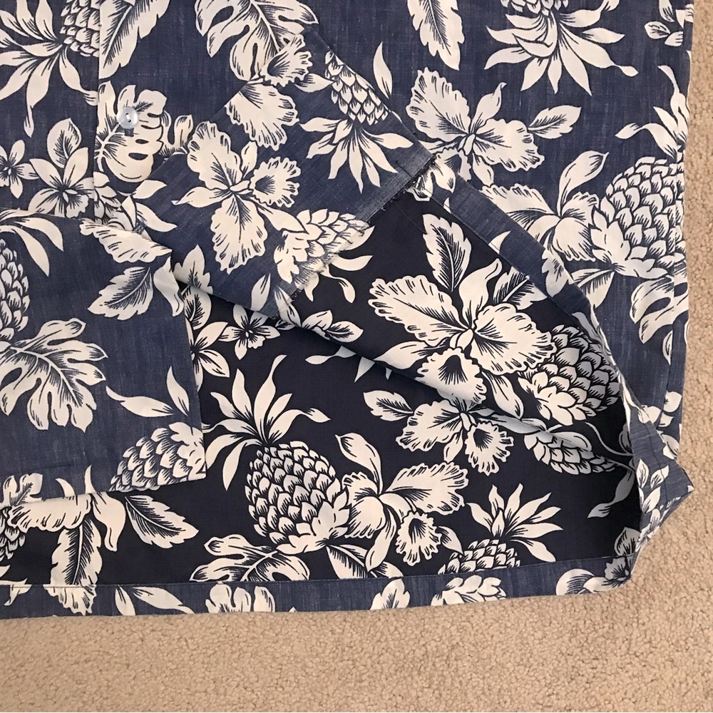 Evergreen Island Hawaiian Shirt Mens XL Blue White Pineapple Made In Hawaii Camp - Picture 7 of 9